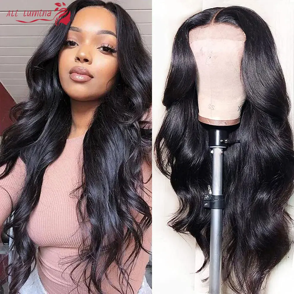 Body Wave Lace Front Wig 100% Human Hair Wigs 13x5x2 T Part Transparent Lace Wig Natural Black Color Long Remy Hair Closure Wig