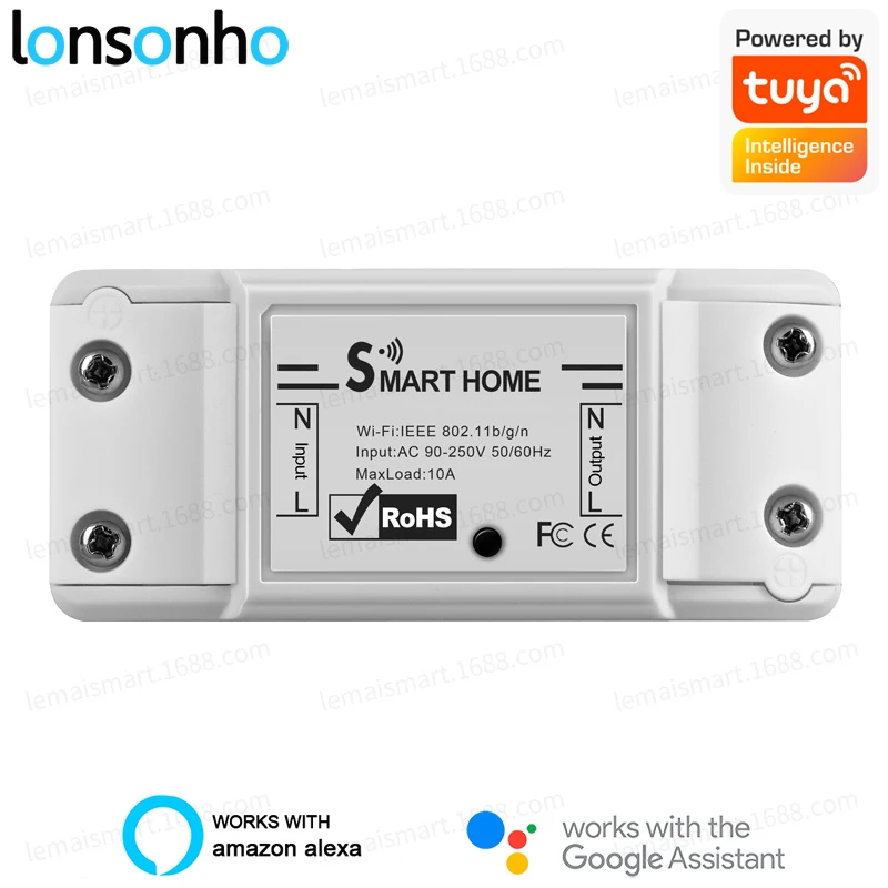 Умный переключатель Wi-Fi Lonsonho, Tuya, приложение Smart Life, беспроводной пульт дистанционного управления, модуль переключателя света, совместим с Alexa, Google Home