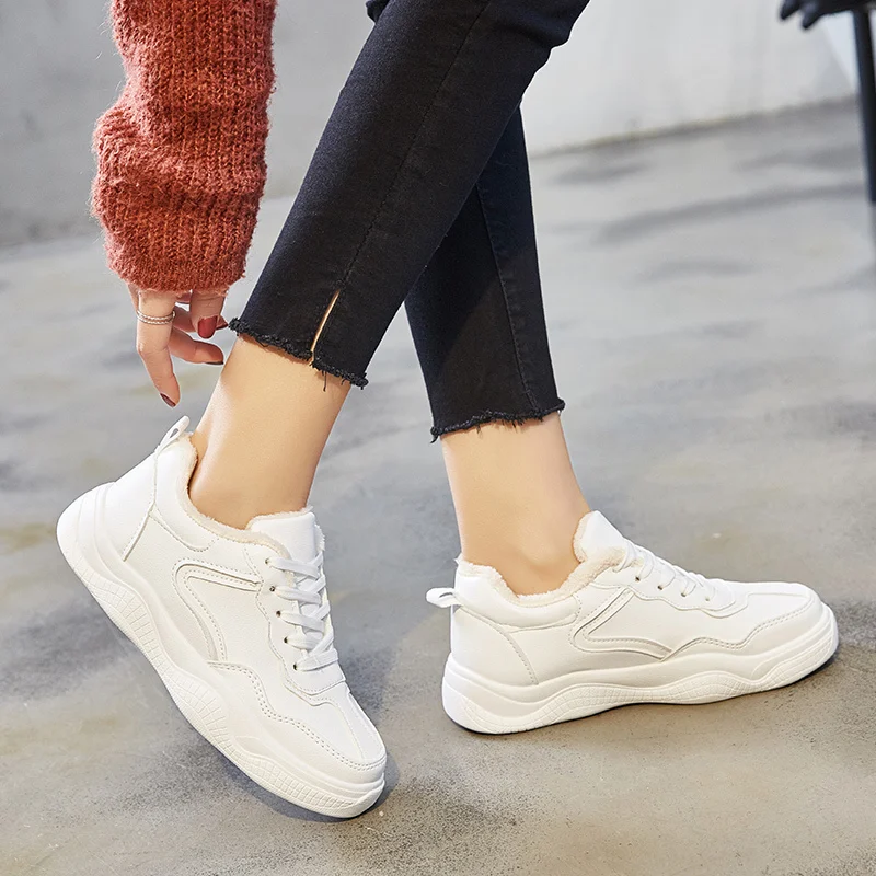 

Winter Women Shoes New Chunky Sneakers Keep Warm Women Vulcanize Shoes Casual Fashion Shoes Platform Sneakers Basket U20-03