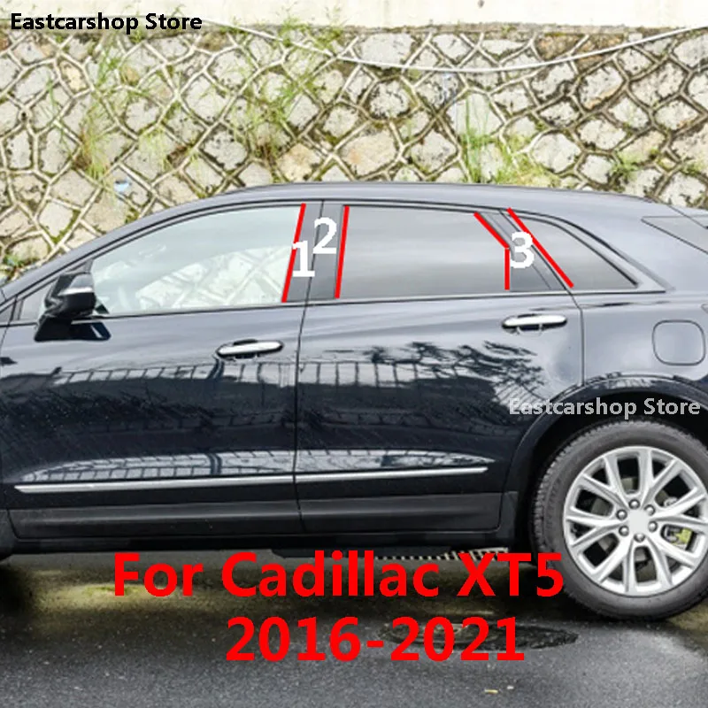 

Car Middle Column PC Window Trim Decoration B C Pillar Black Strip Sticker for Cadillac XT5 2016 2017 2018 2019 2020 2021