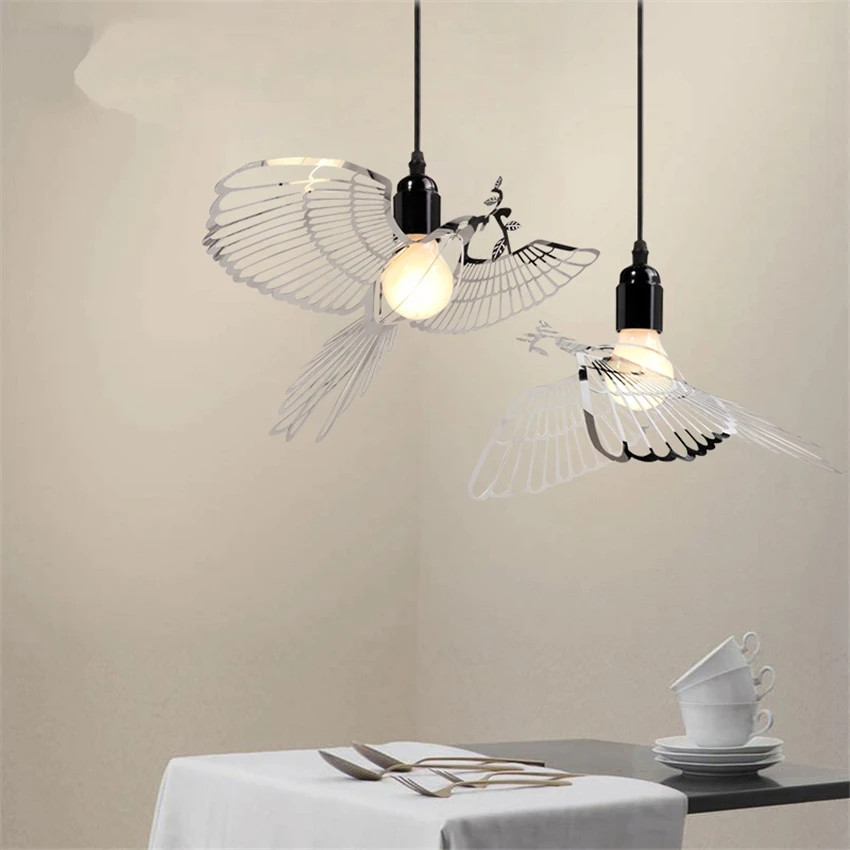 Скандинавские полые крылья подвесные светильники с птицами железные для