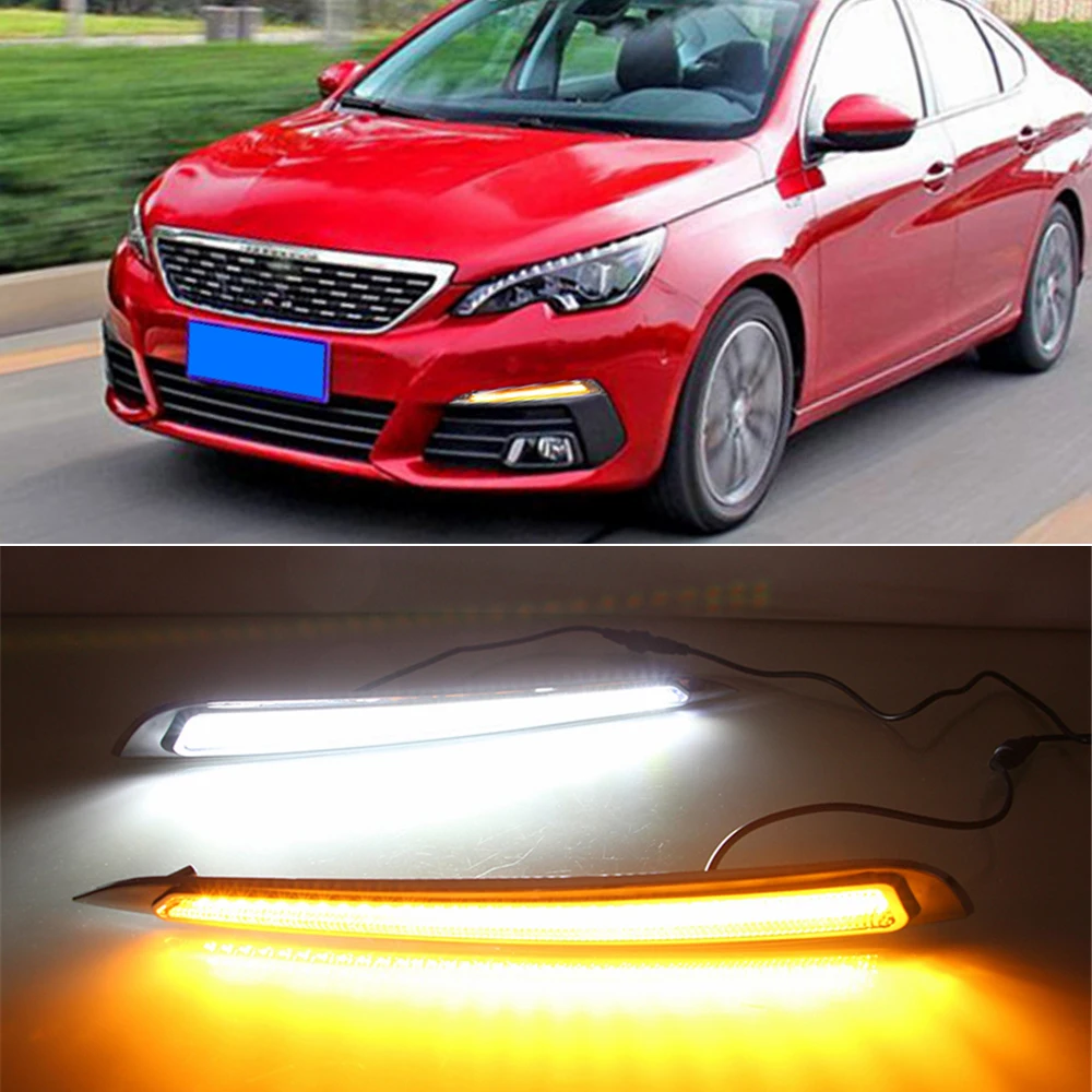 Автомобильная проблесковая 2 шт. для Peugeot 308 2016 2017 светодиодный DRL Габаритные огни