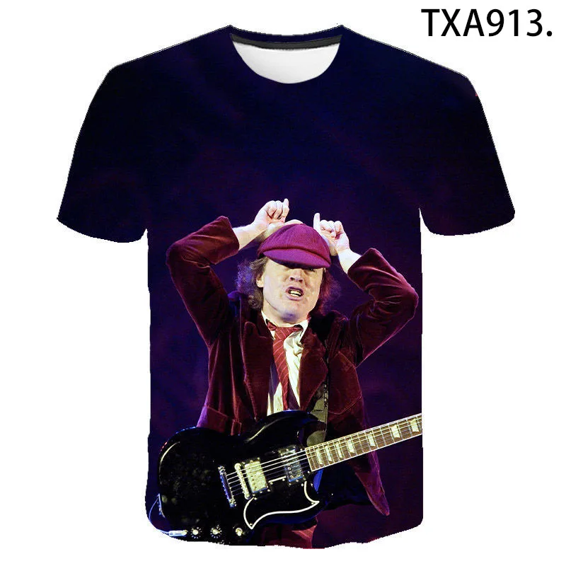 

2021 New 3D Summer Printed T Shirts AC DC Casual Men Women Children Fashion Short Sleeve Boy Girl Kids Short Sleeve Cool Tops