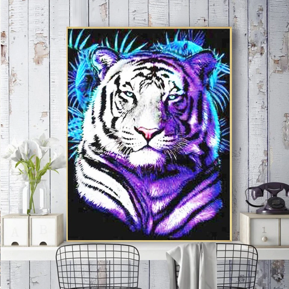 AZQSD картина маслом по номерам тигренок &quotсделай сам&quot Unframe украшения дома