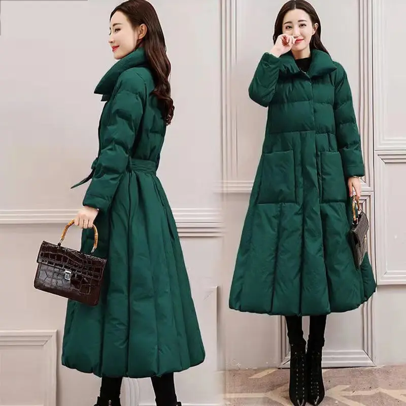 Women's Jacket 2020 New parka Dress style Long Winter Down Belt Woman Women | Женская одежда