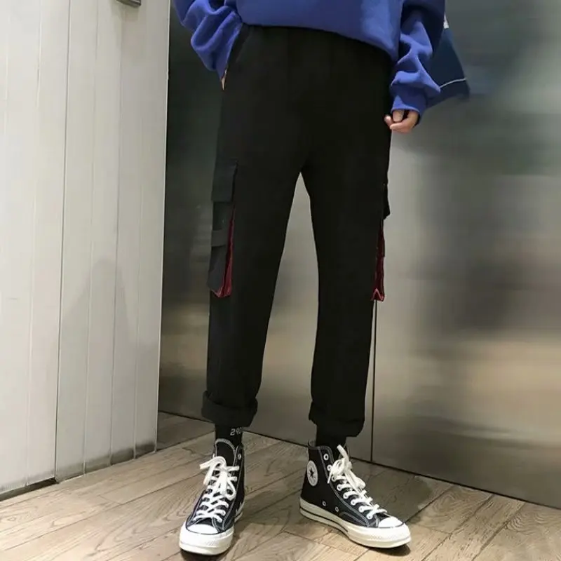 

Fashion Men's Cool Pants Pocket Loose Men Cool HipHop Striped New Joggers Pants Trousers Men Streetwear