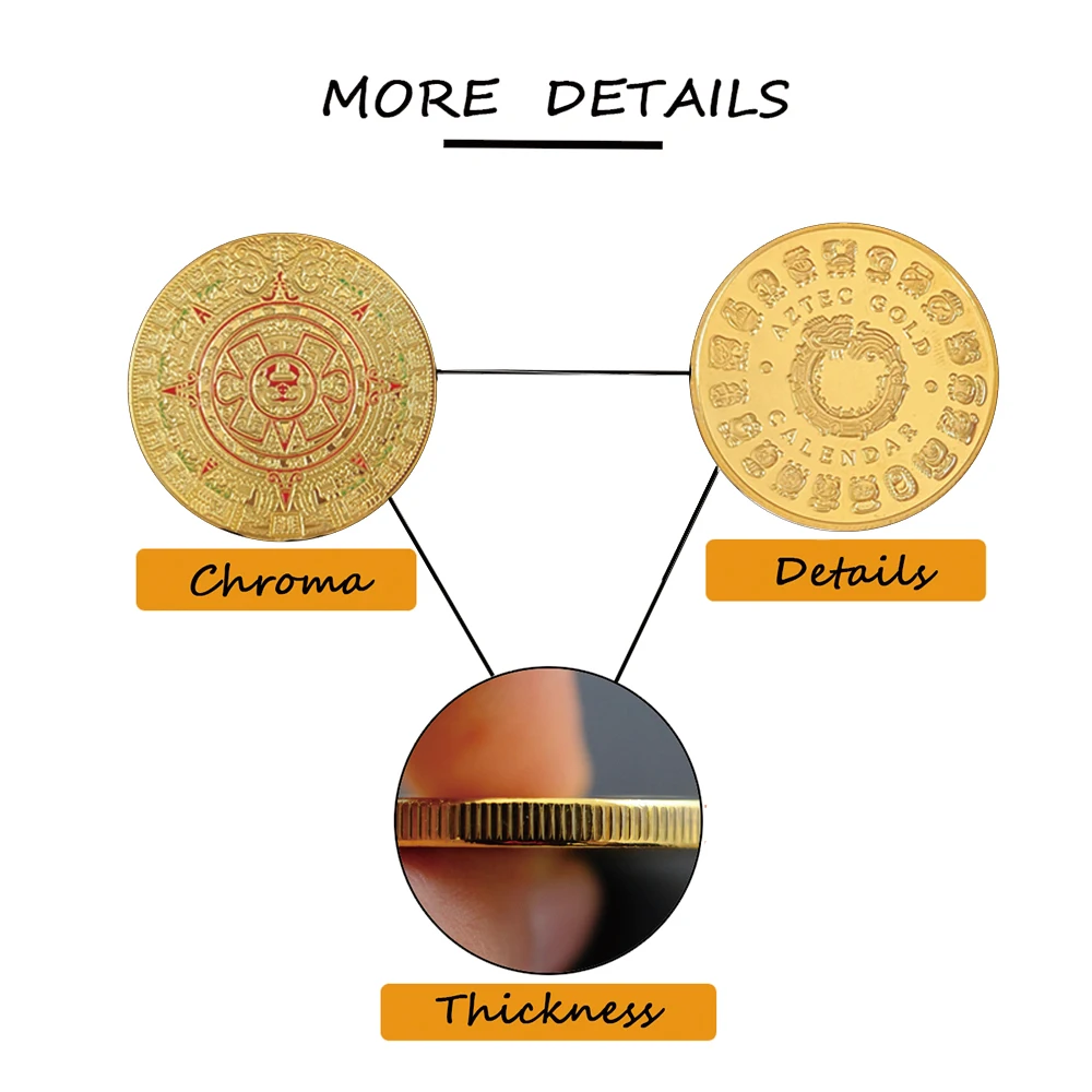 Ацтекский календарь Майя из Мексики арт-пророчество культура 1 57 дюйма * 0 12 золото