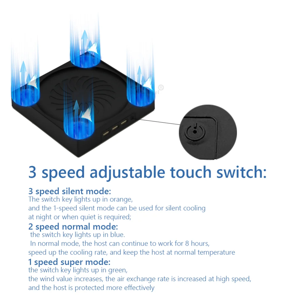 Основание для зарядки и охлаждения 2021 New Cooler Charger Stand Base 3-Speed Adjust для игровой консоли Xbox Series X, с встроенным вентилятором охлаждения и 3 USB-портами.