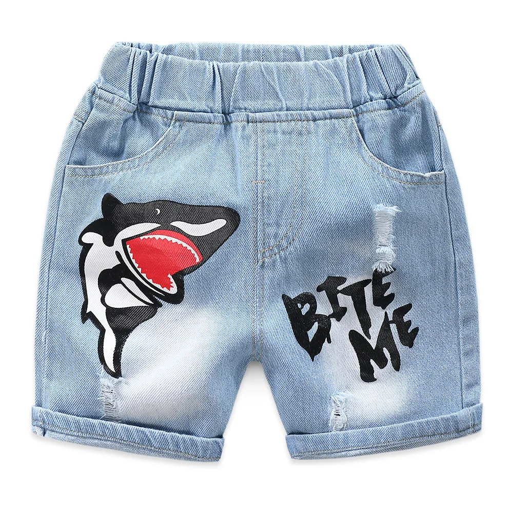 Джинсовые шорты для мальчиков повседневные хлопковые с мультяшным рисунком