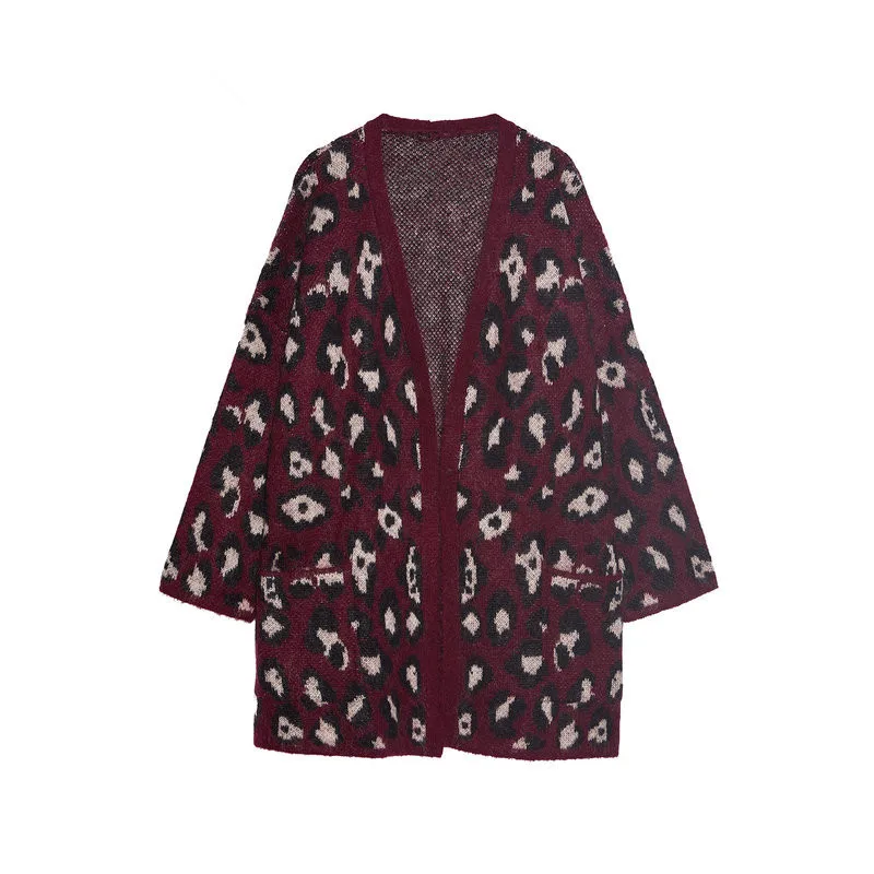 

traff-style za new winter long section of women's fashion loose knit cardigan jacket