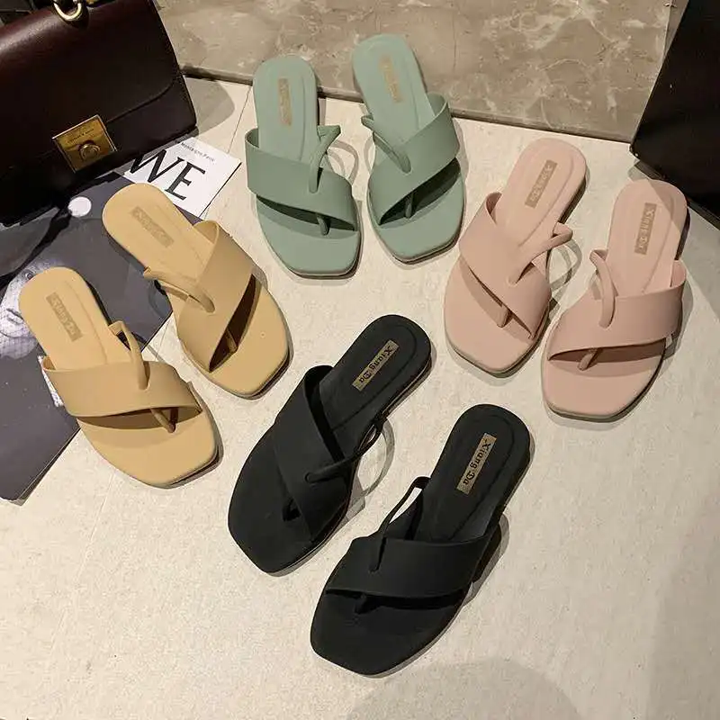 

Summer Flat Wear Slippers Roman Sandals Outer Wear Korean Flip Flops OL Office Fashion PVC Flat Shoes