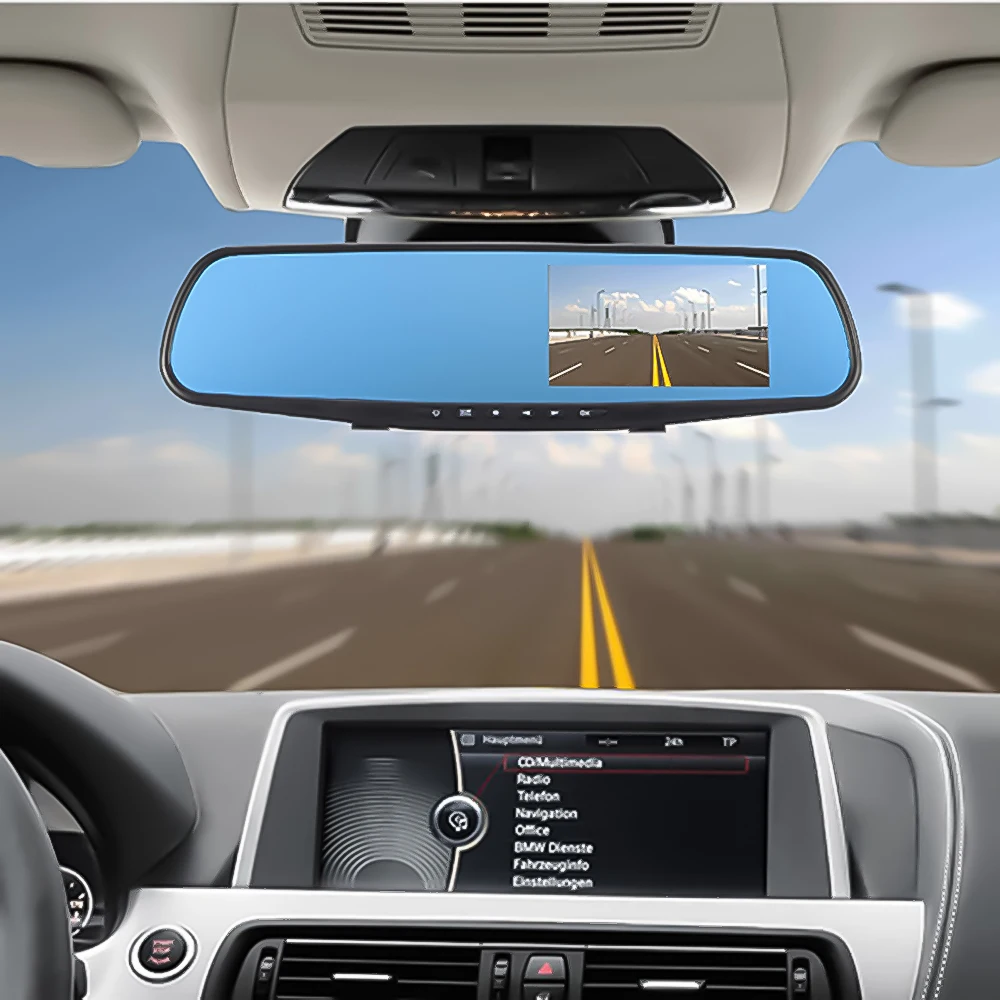Автомобильный видеорегистратор с двойным объективом HD 4 3 дюйма | Автомобили и