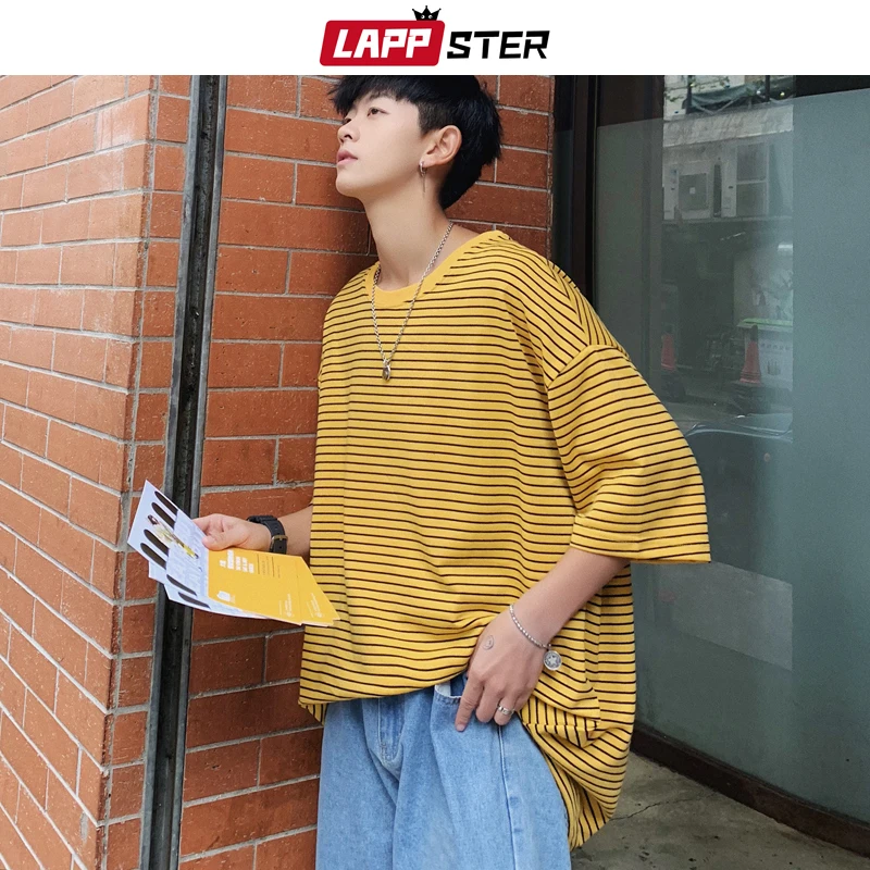 LAPPSTER уличная мужская полосатая футболка лето 2019 Мужская s Harajuku корейская мода Хип