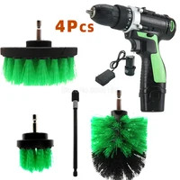 4PCS/SET Electric Scrubber Brush Drill Kit Plastic Round Cleaning For Carpet Glass Car Tires Nylon Brushes Scrub Pads Power All