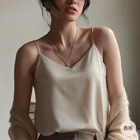 

Women 2021 Summer Fashion Solid Color Camisole Tops Female Ice Silk Satin Vest Tops Ladies Thin V-neck Underwear Tops E224