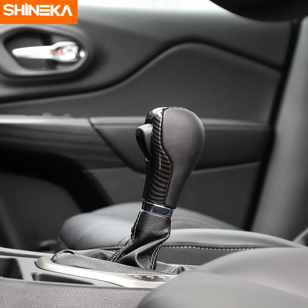 SHINEKA Car High Quality Gear Shift Knob Shifter Handle Decoration Cover Stickers Accessories For Jeep Cherokee 2014-2018 | Автомобили и
