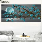 Алмазная мозаика с голубыми цветами, пейзажем, полноразмерная, круглые, вышивка стразами, вышивка, мозаика, домашний декор, большой размер