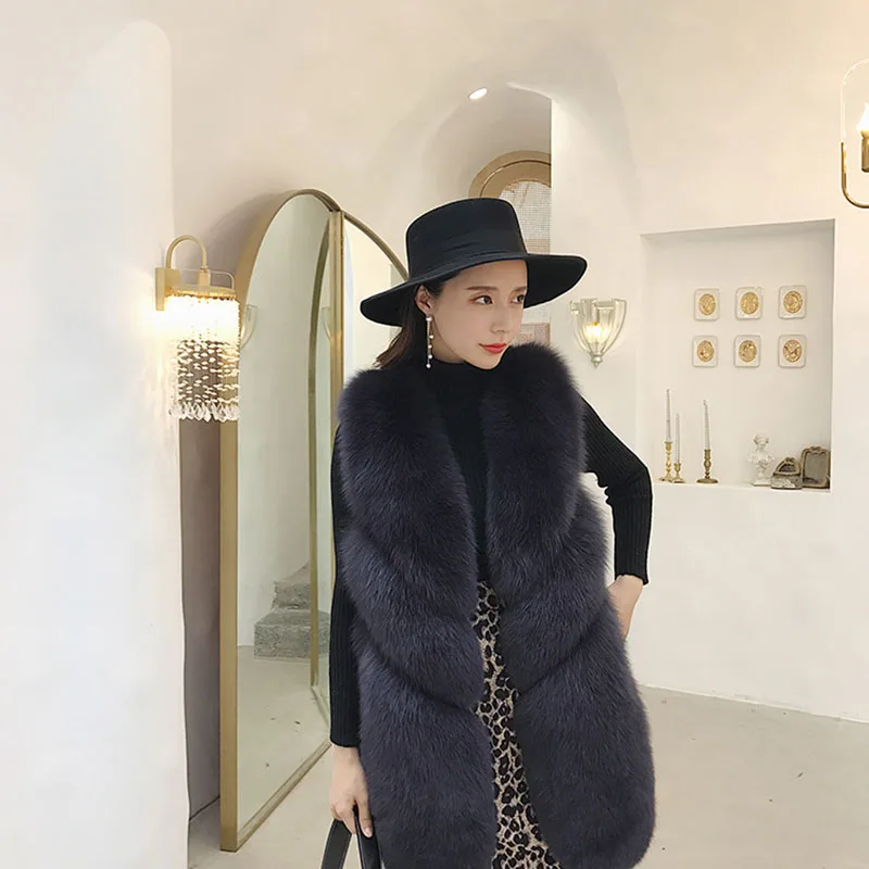 

Real Full Pelt Fox Fur Vest Coats Winter Warm Sleeveless Slim Vests Jackets Coat Women Clothes Manteau Femme Hiver ZL633