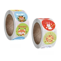 500pcsroll kawaii animal reward sticker for school teacher round cartoon adhesive seal labels for gift decor stationery sticker