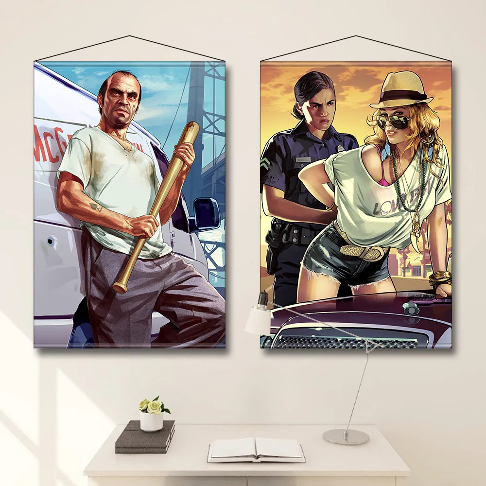 

GTA5 video game canvas poster decorative painting living room bedroom wall art canvas painting big waterproof game poster