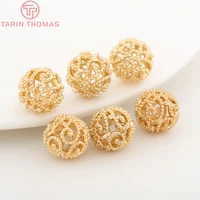6pcs 10mm 24k champagne gold color plated brass hollow round beads bracelet beads high quality diy jewelry accessories