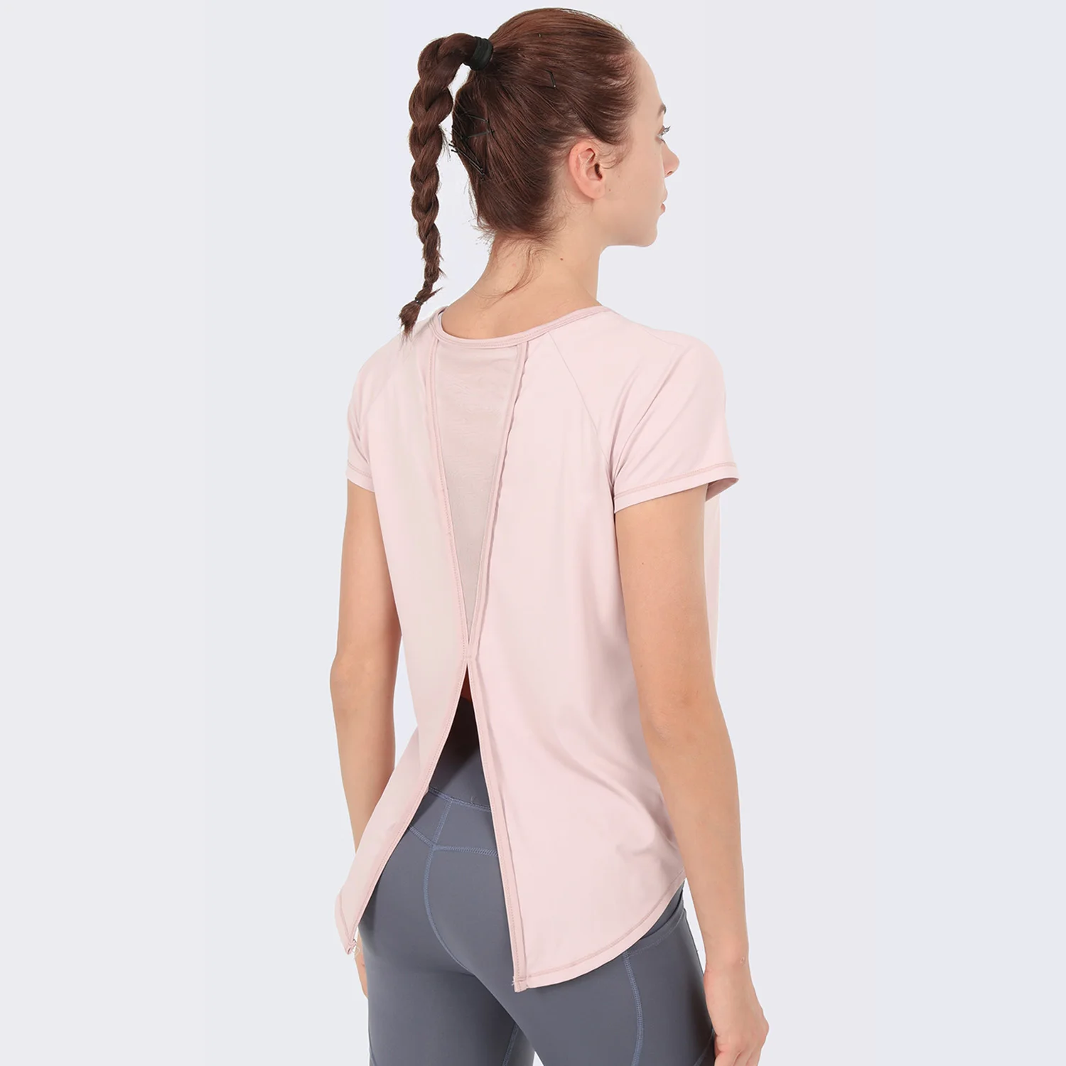 

Women Yoga Sport Shirts Short Sleeve Mesh Backless T-shirt Yoga Workout Top Loose Fit Fitness Running Sportswear Gym Sports Top