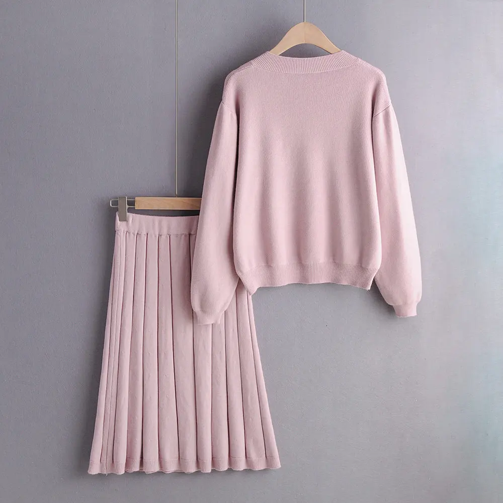 Autumn Small Fresh Sweater Skirt Two-piece Foreign Women 2019 Spring And New Korean Fashion Knit Suit | Женская одежда