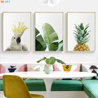 Растительная стена искусство банановый лист Холст Картина ананас плакаты с птицами и принтами тропический Декор желтые украшения картинки
