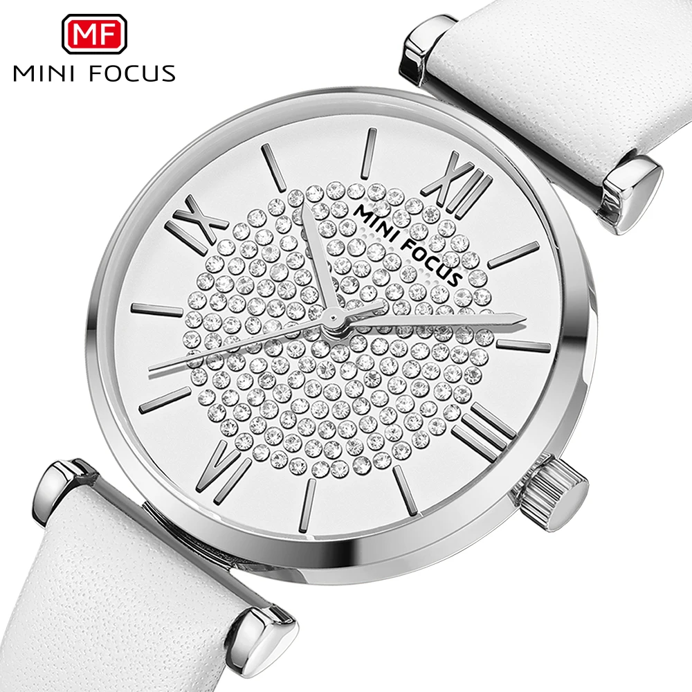 

Часы женские кварцевые в деловом стиле со стразами и римскими шкалами