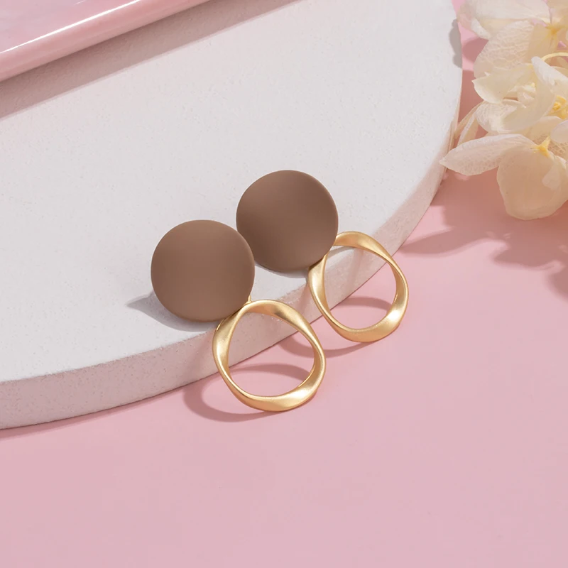 

Korean Women's Earrings Fashion Geometric Round Blue Pink Acrylic Sequined Gold Drop Earring for Women 2020 Trend Jewelry New