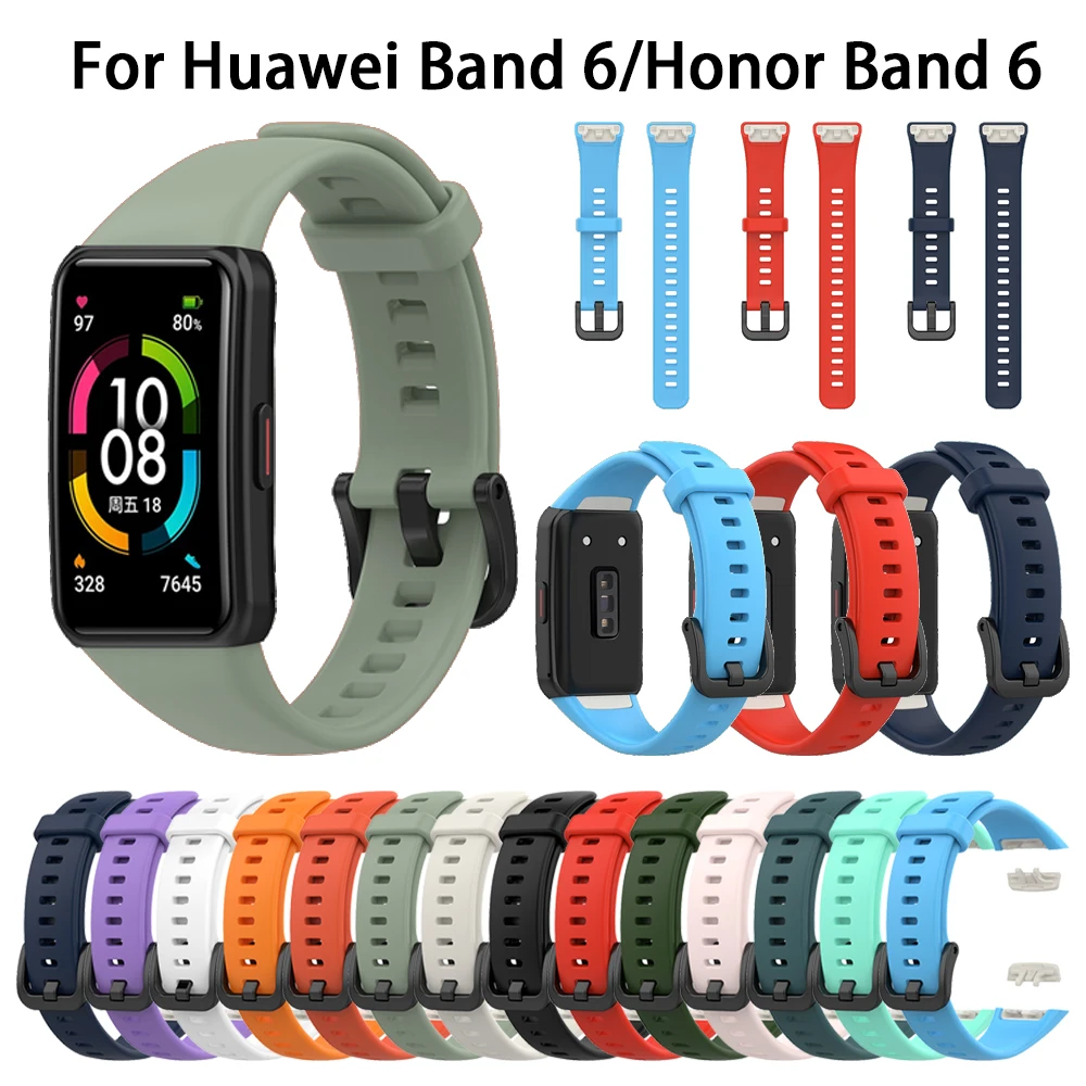 

Ремешок силиконовый для наручных часов Honor Band 6/Huawei Band 6, цветной сменный Браслет для смарт-часов, 2021