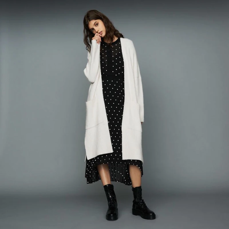 CAMIA autumn soft mohair wool long paragraph seven-point sleeve knit women's sweater cardigan coat |