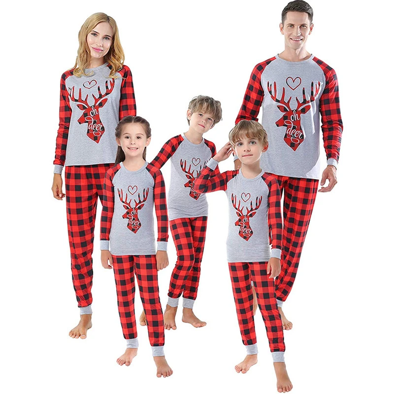 

2020 Family Matching Christmas Pajamas Set Mother Daughter Clothes Cartoon Print Warm Sweatershirt Pant 2pcs Clothing Outfit