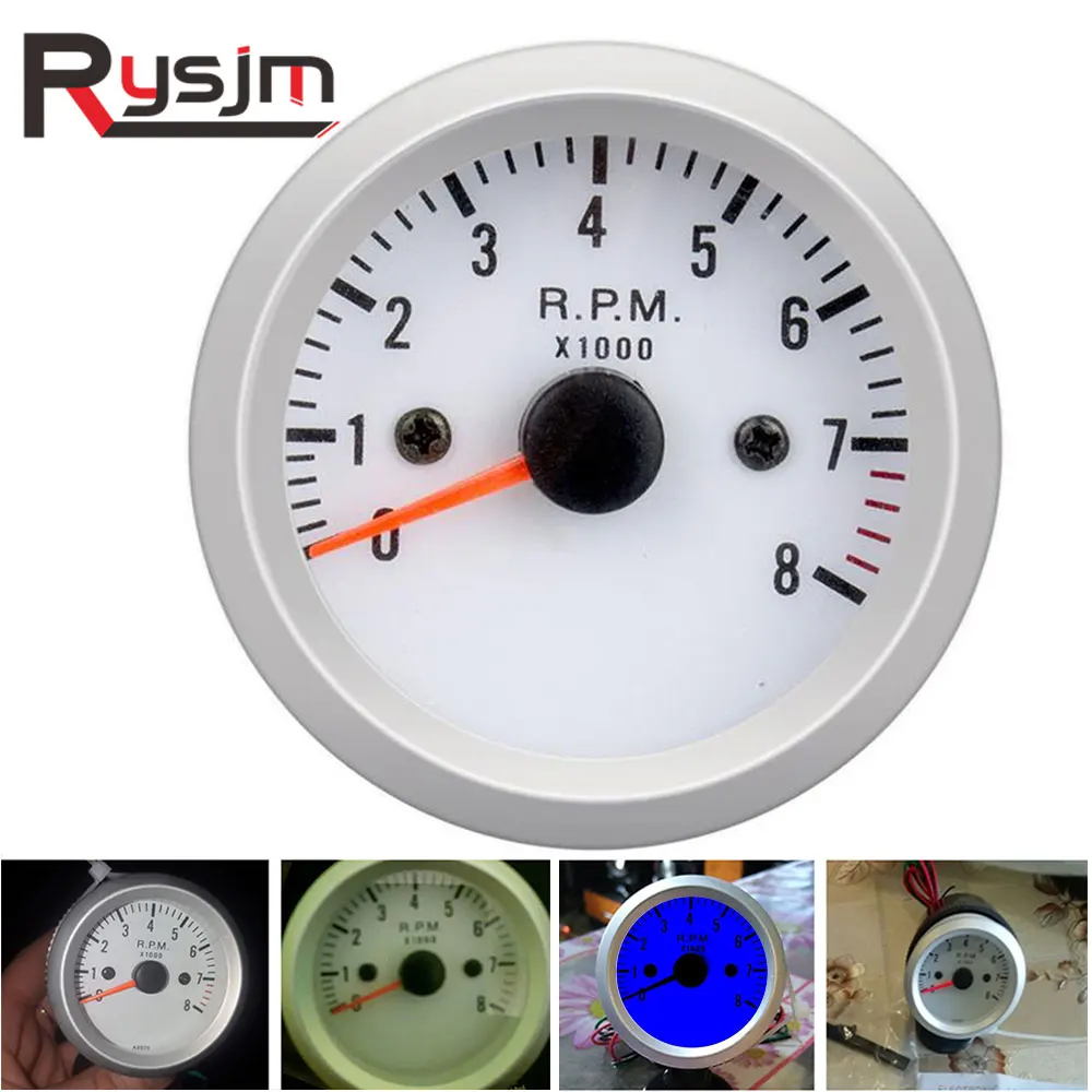 2"/52mm LED Car Auto Tachometer Gauge Meter Pointer Universal tacometro rpm meter velocimetro carro tach inter auto toerenteller