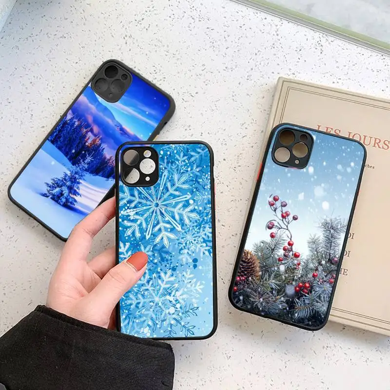 

Landscape Winter Snow Phone Case matte transparent For iphone 7 8 11 12 plus mini x xs xr pro max cover
