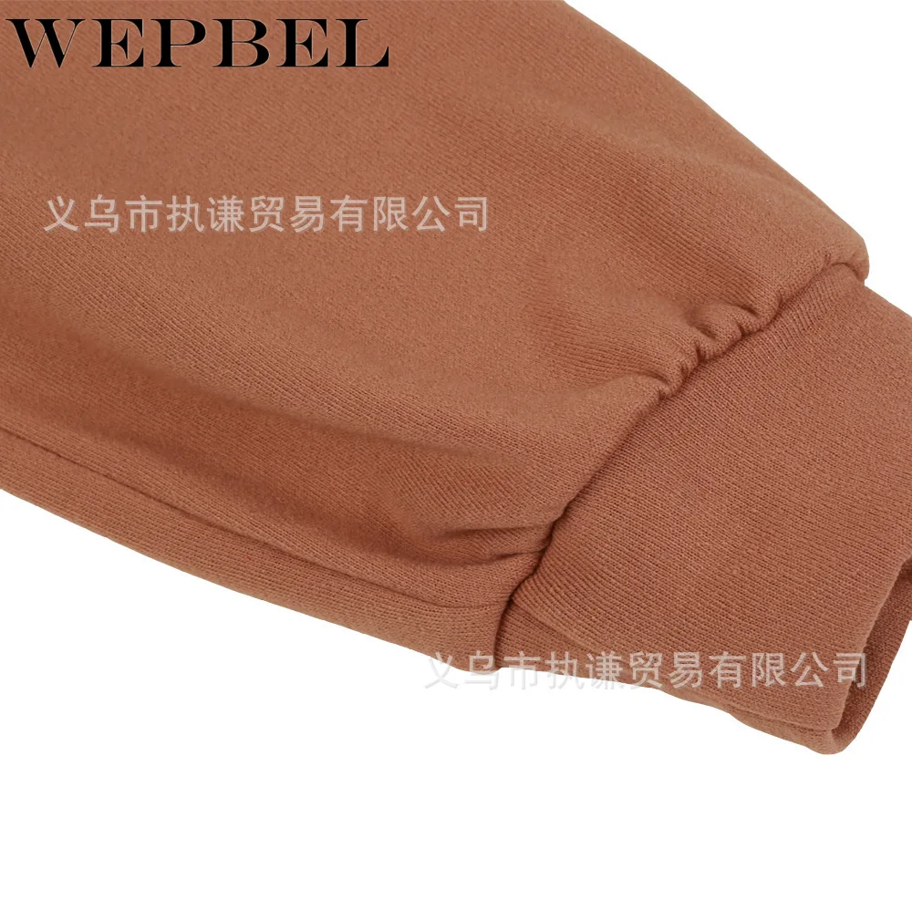 

WEPBEL Women Spring Autumn Letter Print Loose Fleece Hoodies Short Sweatshirt Ladies Long Sleeve Hooded Pullover Top