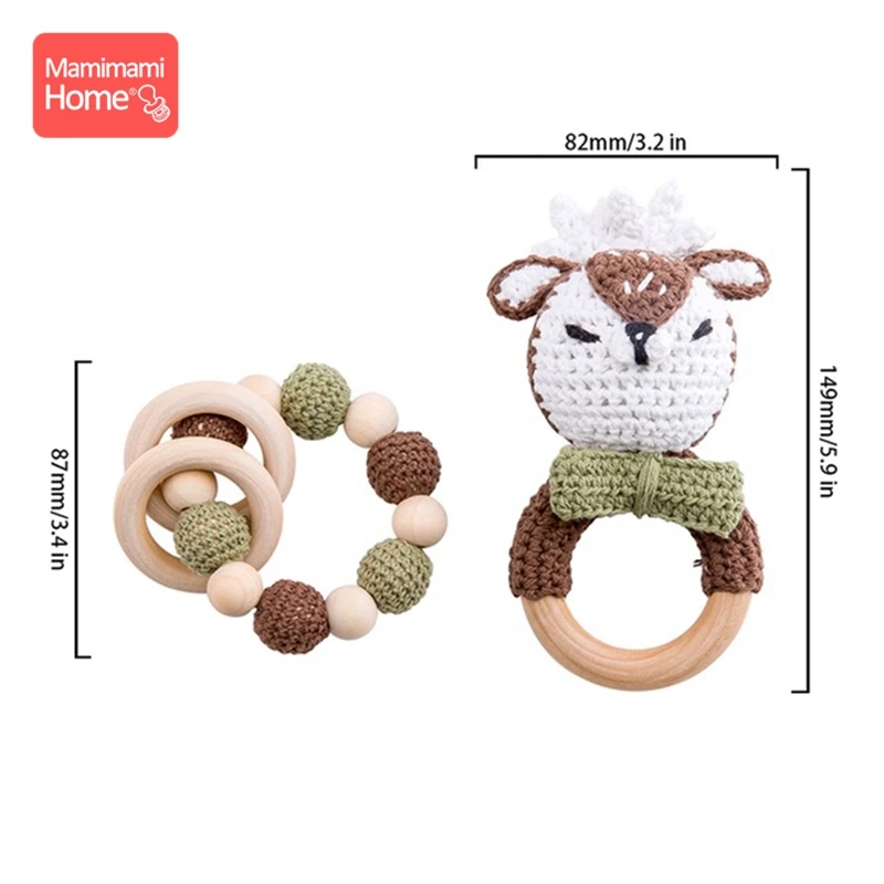 Deer Set 3 Детский деревянный Прорезыватель крючком игрушки животных деревянные пустые грызуны олень погремушка пустышка зажим подвеска силиконовые бусины детские товары - Цвет: Deer Set 3