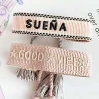 blush pink woven bracelet for women girls braided bracelets with embroidery gift jewelry for friends