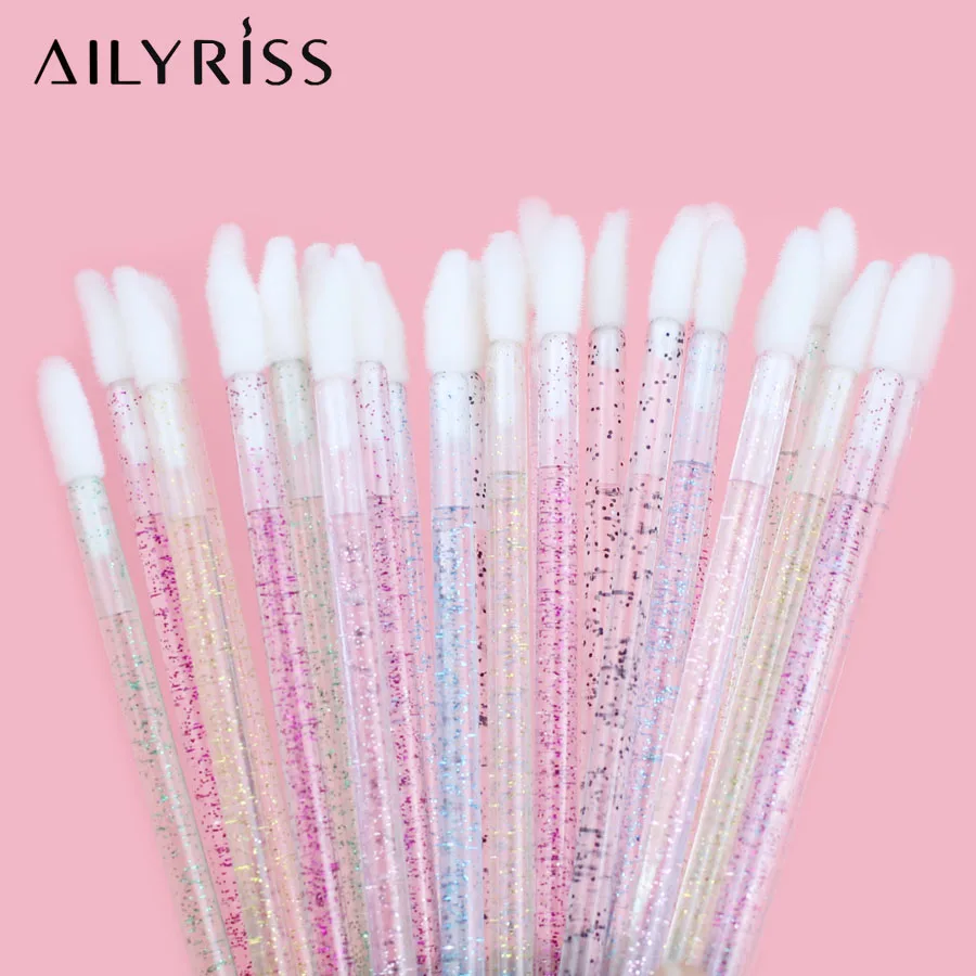 50Pcs/Lot Eyelash Extension Lifting Cleaner Mini Disposable Lip Brushes Glossy Crystal Makeup Applicators Mascara Lipstick Wands images - 6