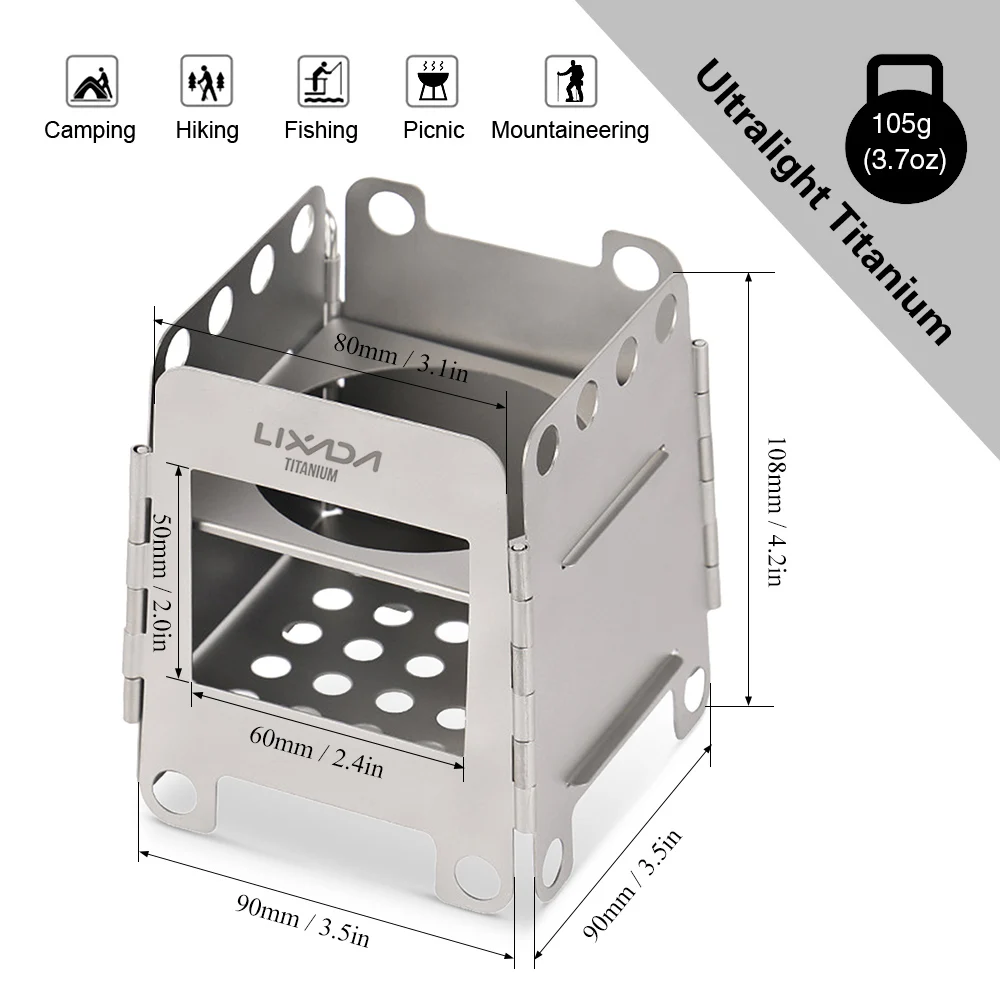 Складная деревянная плита Lixada титановая легкая карманная с мини спиртовой