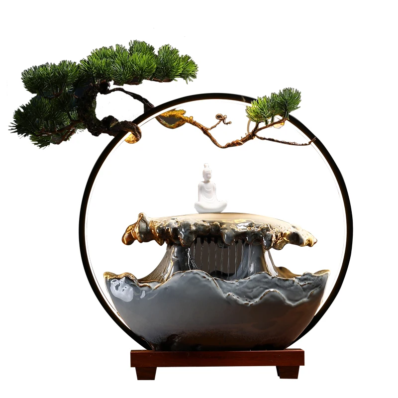 

Living Room Feng Shui Lucky Flowing Water Fountain Decoration Desktop Water Cycle Atomization Humidification Gift Home Decor