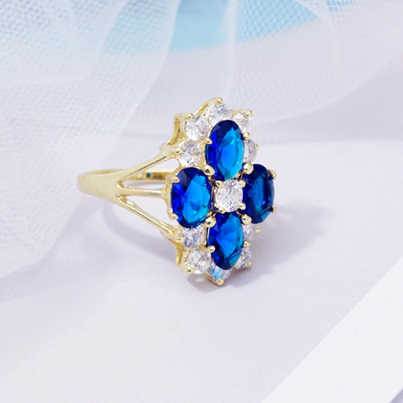 Женские кольца с синим фианитом элегантные обручальные свадебные украшения