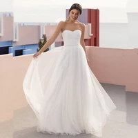 simple strapless wedding dresses 2021 sleeveless beading sashes design backless floor length lace ruched custom made for women
