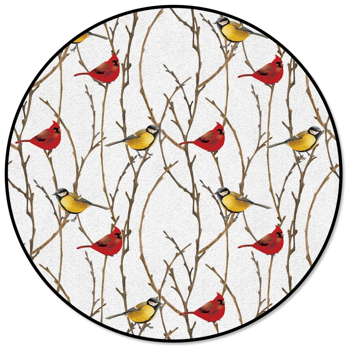 

Christmas Tree Branch Animal Bird Pattern Round Children Area Rug Floor Mat Living Room Bedroom Carpet Rug Coffee Table Mat