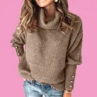 Осенне-зимние женские свитера, водолазка, вязаный джемпер, свитер с длинным рукавом, Элегантный Повседневный пуловер, топы, женская одежда