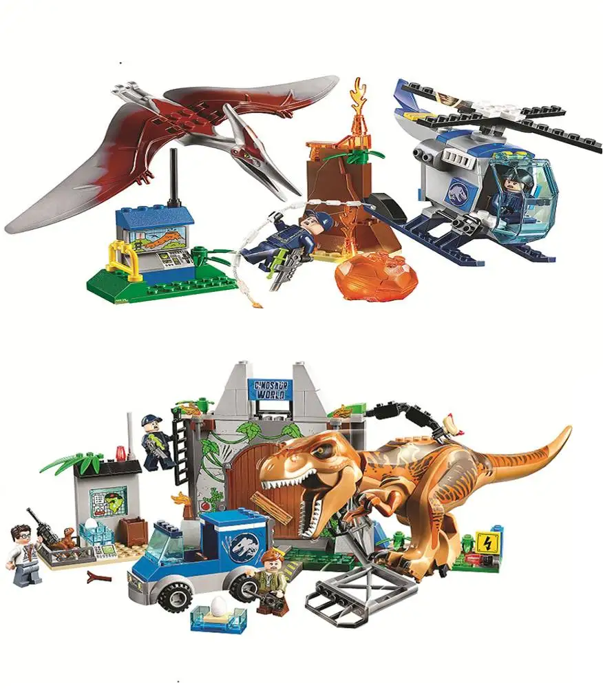 2 шт Парк Юрского периода Pteranodon Escape T. rex Breakout строительные блоки наборы