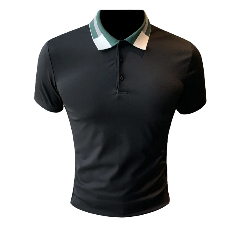 

British Style Summer Short Sleeve Men Polo Shirts Fashion Turn Down Collar Slim Fit Casual Tee Shirt Homme Streetwear Plus Size