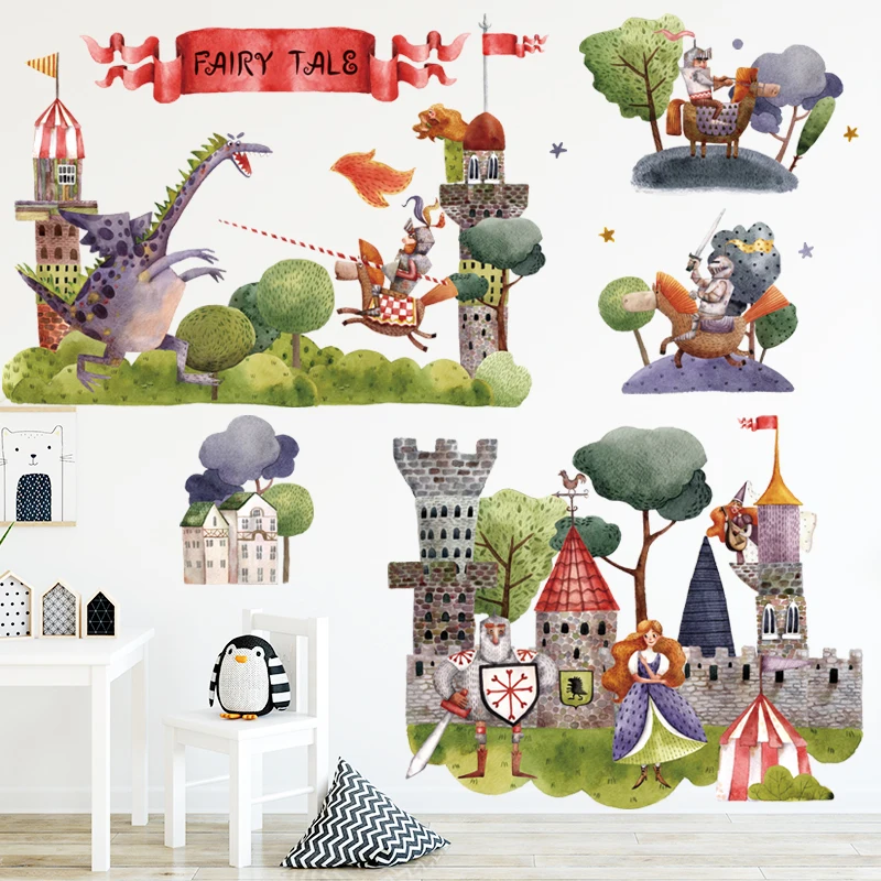 

Hot Large Fairy Tale Story Wall Stickers Cartoon Baby Room Fun Sticker Wallpaper Kids Bedroom Kindergarten Classroom 60 * 90cm