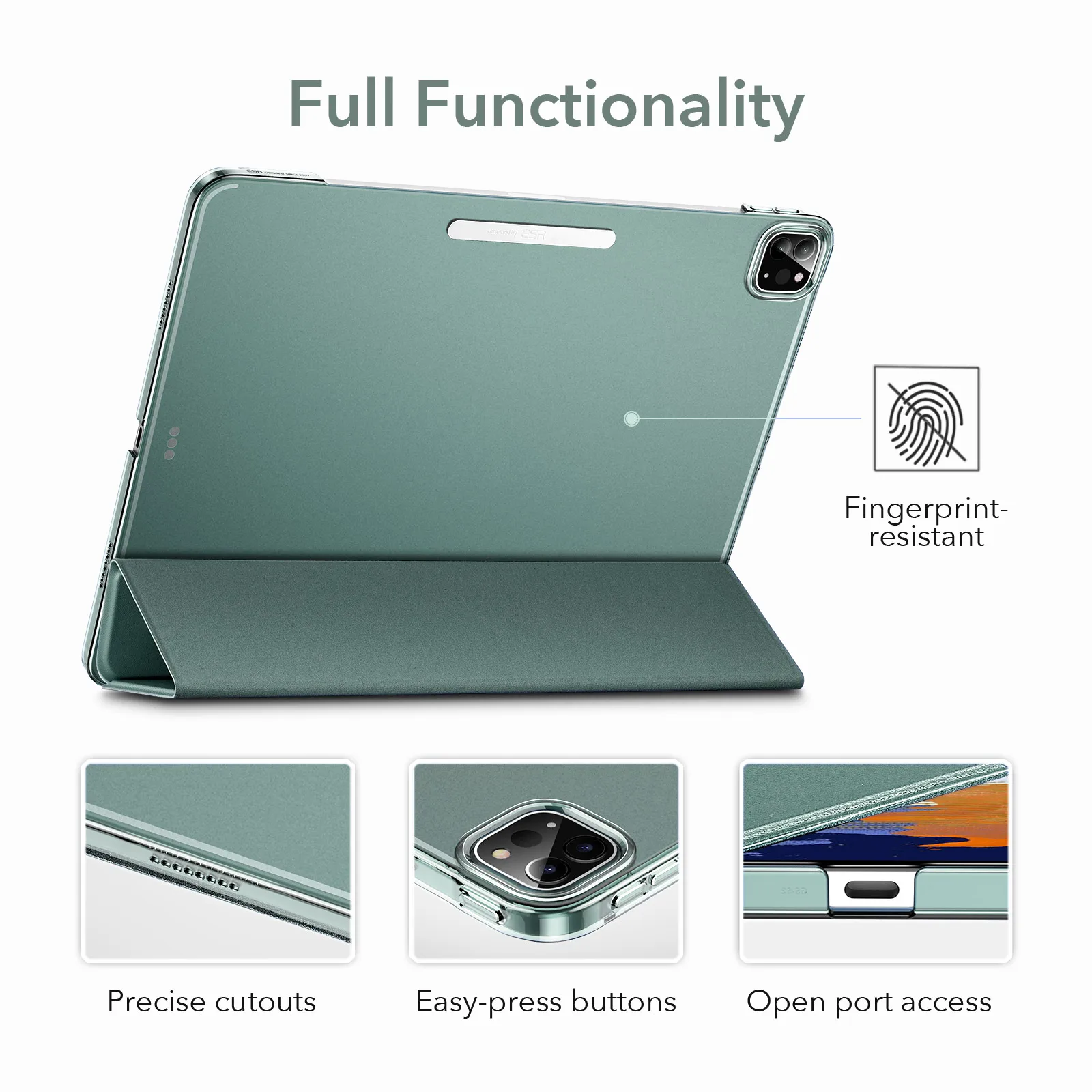 

ESR Case for iPad Pro 11 3rd Gen for iPad Pro 12.9 2021 5th Gen Ascend Trifold Hard PC Back Case Microfiber Front Protect Case