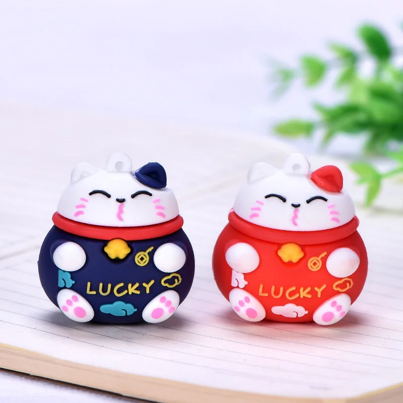 2 шт. Kawaii Lucky Cat резиновые Кабошоны с плоским основанием Милые силиконовые поделки